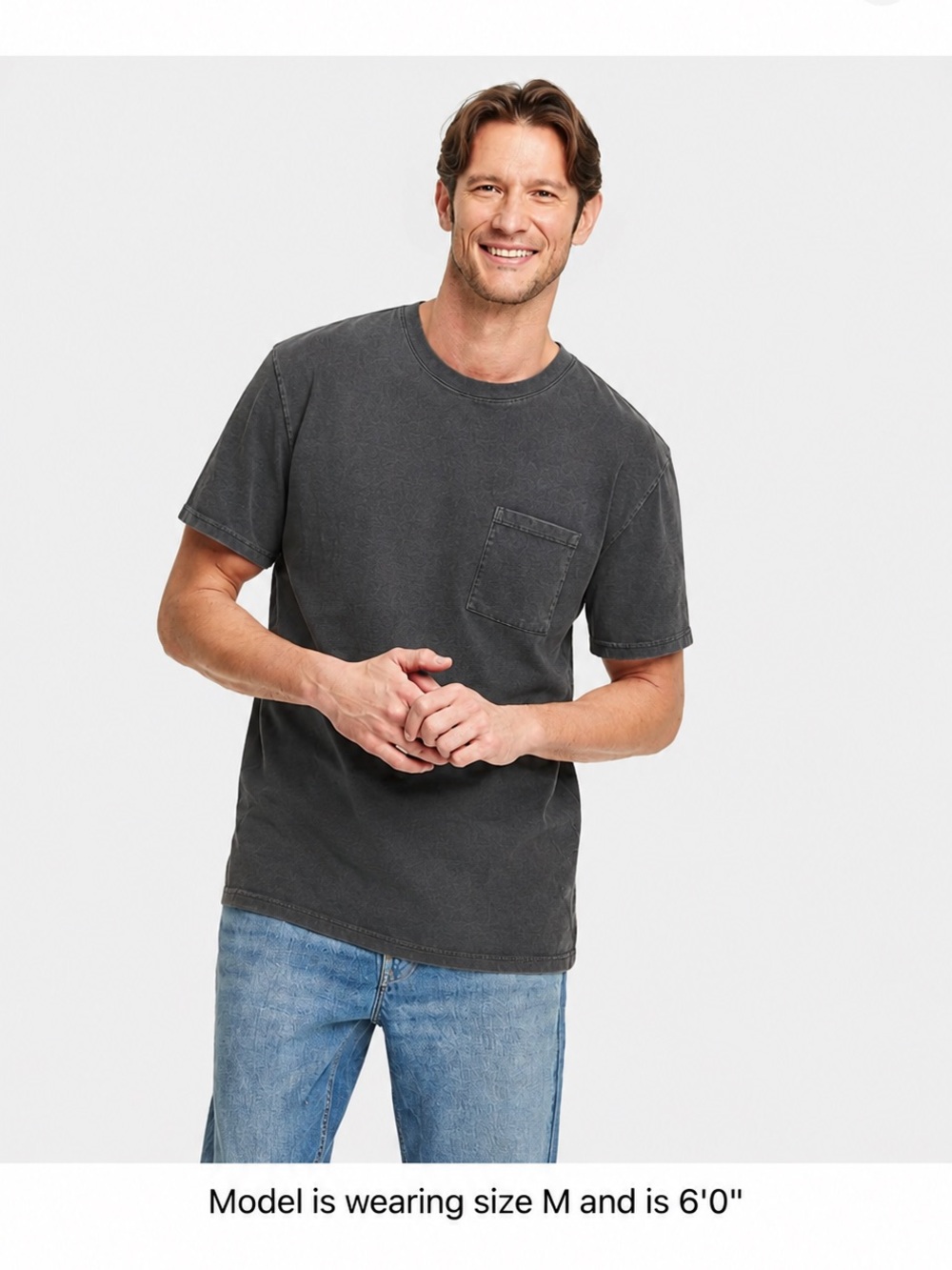 Goodfellow & Co Vintage Wash Pocket Tee - Charcoal Gray